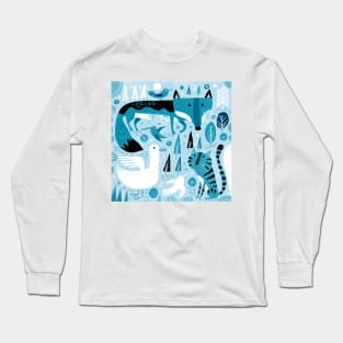 Wolf, duck, cat and birds Long Sleeve T-Shirt